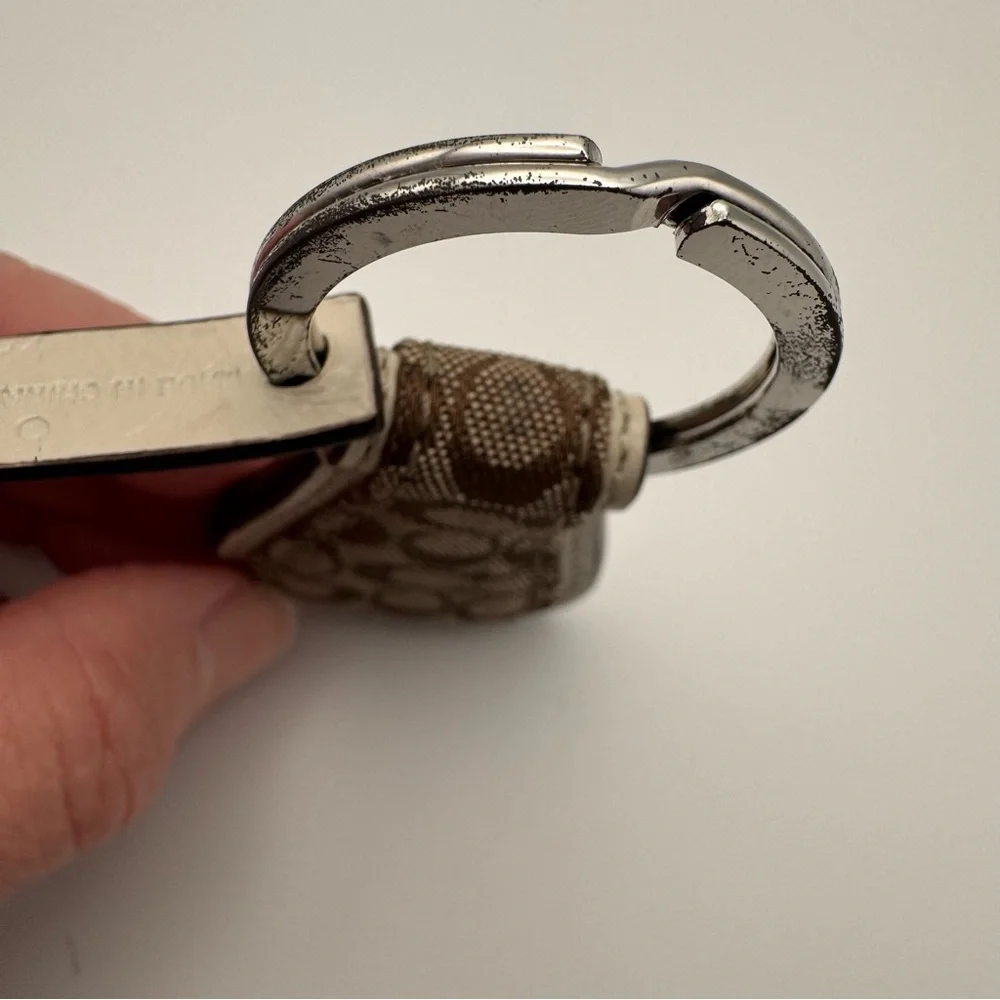 Vintage Coach Signature C Jacquard Teardrop Key Fob Bag Charm Brown